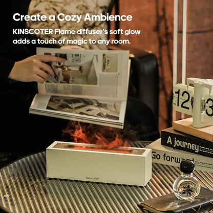 Elevate Your Atmosphere: KINSCOTER Flame Aroma Diffuser - Ultrasonic Cool Mist Maker with LED Flame Lamp - Essential Oil Difusor for Relaxation