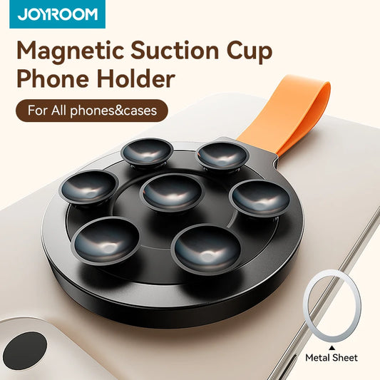 Joyroom Magnetic Suction Cup Phone Mount – Hands-Free Mirror Shower Stand, Silicone Case Holder for iPhone 16 ProMax