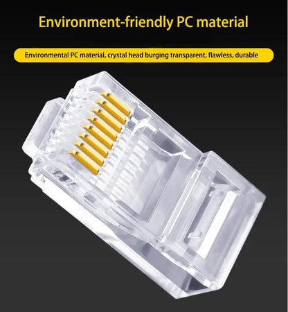50 PCS RJ45 Cat6 Connectors — Unshielded Perforated Crystal Head for Network Cables