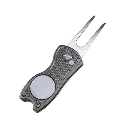 Foldable Golf Divot Repair Tool — Golf Ball Pitch Groove Cleaner & Putting Green Training Aid Accessory