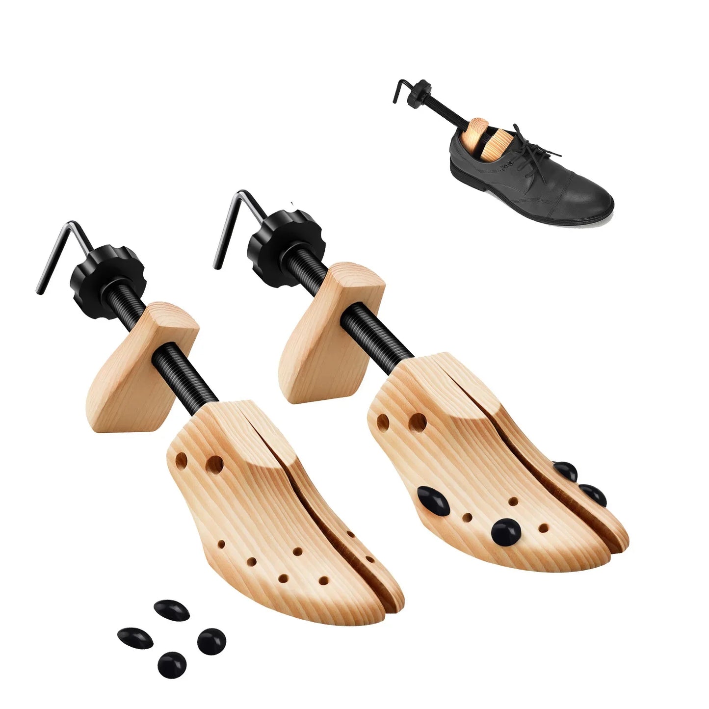 Repacego Wooden Shoe Trees – 1/2 Pc Adjustable Shoe Stretcher & Expander for Men, Women, Unisex, Length & Width Adjustment