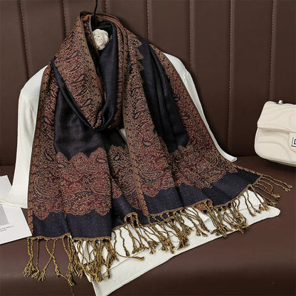 Luxury Autumn Cashmere Pashmina Shawl – Warm Winter Scarves for Women, Printed Cotton Foulard Stole Scarf 2023