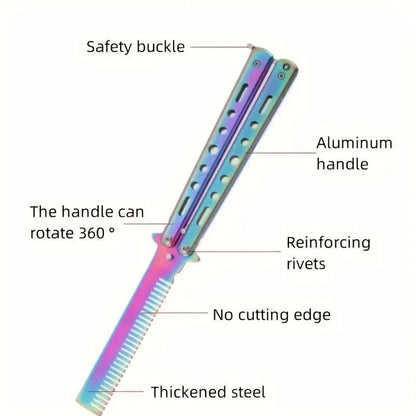 Butterfly Folding Comb for Men - Portable Metal Tip Comb, Convenient Carry Design