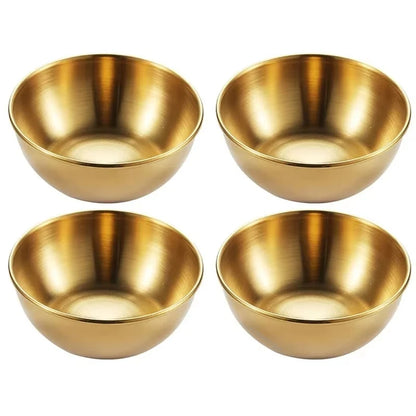 2PCS/4PCS Stainless Steel Golden Sauce Dishes – Appetizer & Seasoning Serving Tray Set for Kitchen Tableware