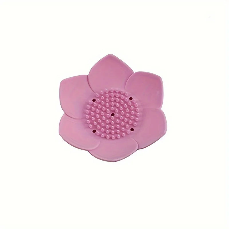 Lotus Design Soap Holder - Silicone Bathroom Soap Box with Drainage