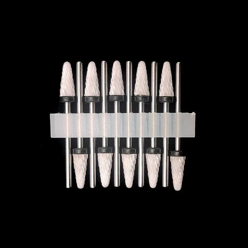 10PCS Ceramic Nail Drill Bits - Rotary Milling Cutters for Gel Polish Removal & Nail Grinding Machine Accessories