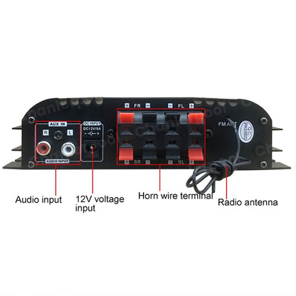 1600W Peak Power HiFi 4-Channel Digital Audio Amplifier – Bluetooth Karaoke Player with FM Radio & Remote Control