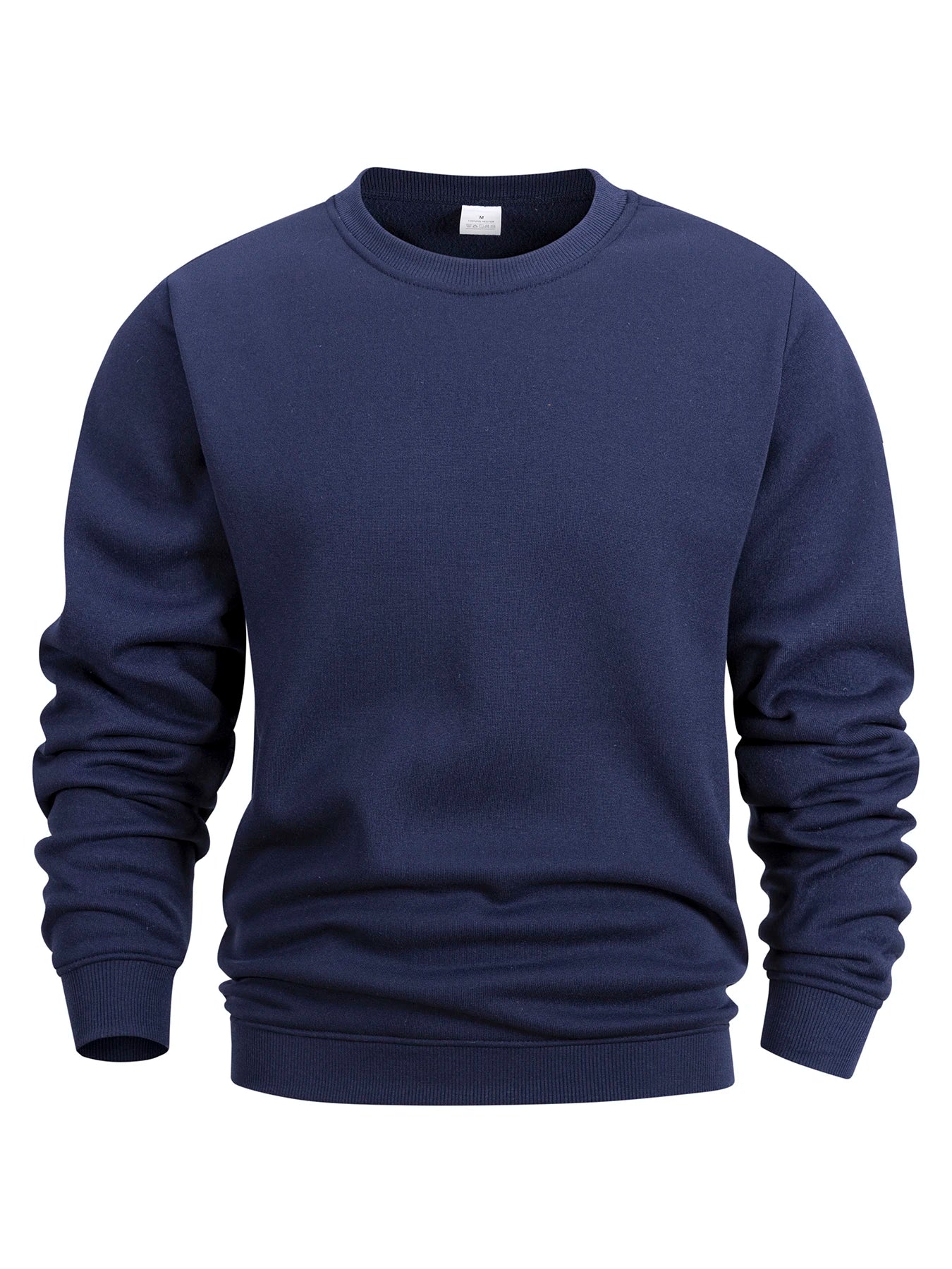 Men’s Crew Neck Sweatshirt — Solid Color Casual Long Sleeve Pullover for Spring Outdoor Sportswear