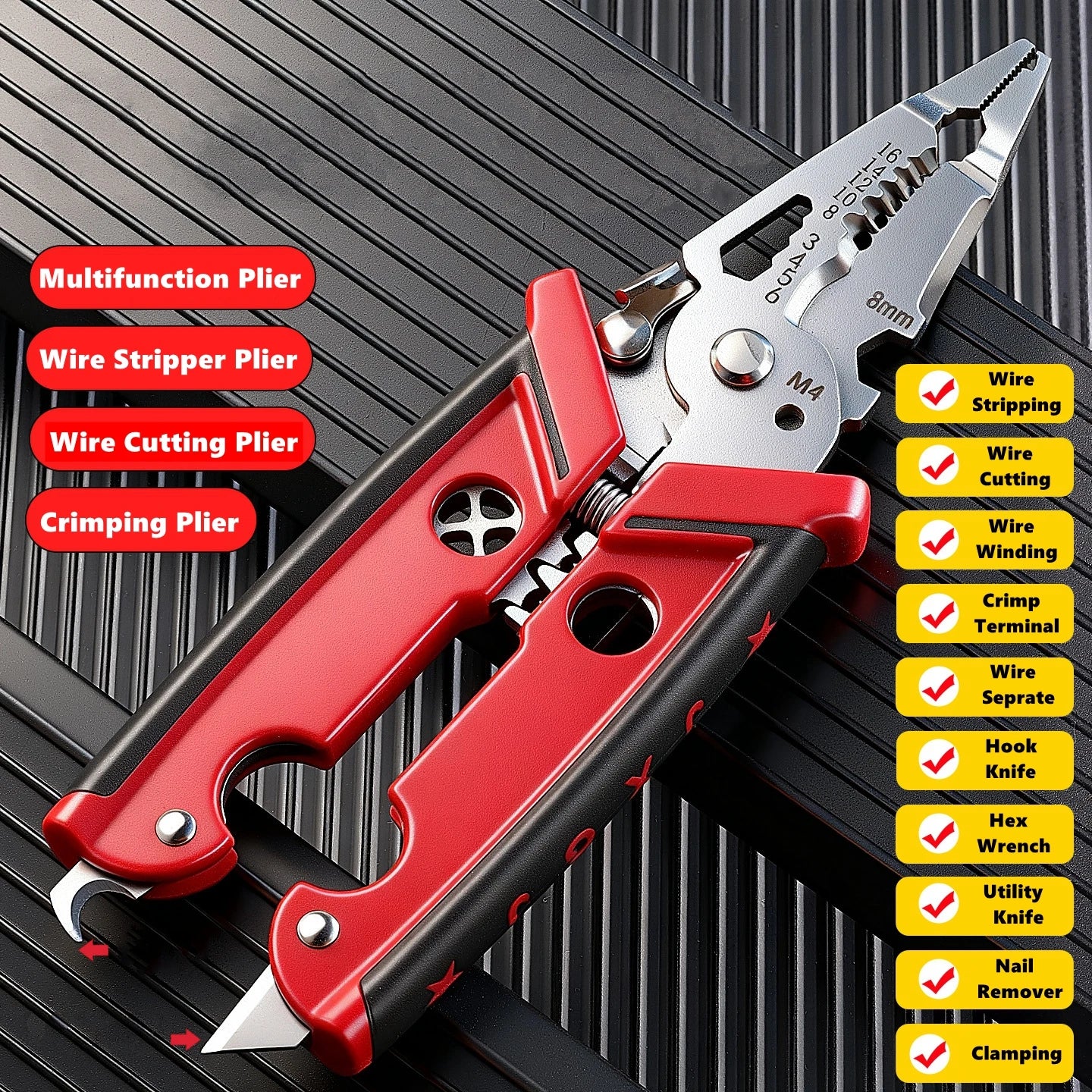 18-in-1 Multifunction Electrician Pliers – Wire Stripper, Crimper & Cutting Tool for Professional Electrical Work & Repair