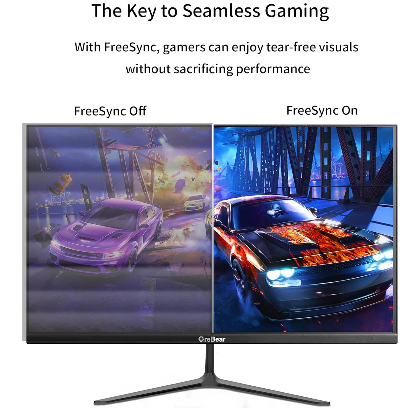 GreBear 24-Inch IPS Computer Monitor – FHD 1080p, 99% sRGB, Ultra Slim LED, 5ms Response, Low Blue Light