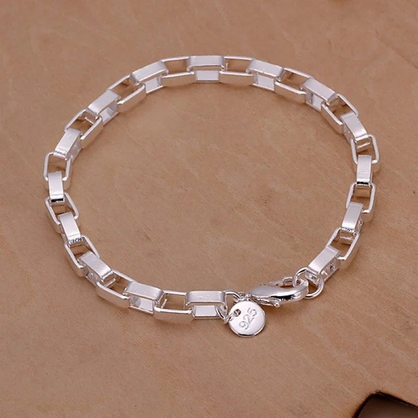 Fine 925 Sterling Silver Chain Bracelet – Solid Charm Jewelry for Women & Men, Party, Wedding & Fashion Gift