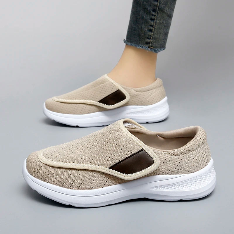 Orthopedic Wide Fit Women’s Sneakers – Soft Comfortable Diabetic Walking Shoes for Swollen Feet & Thumb Correction Support