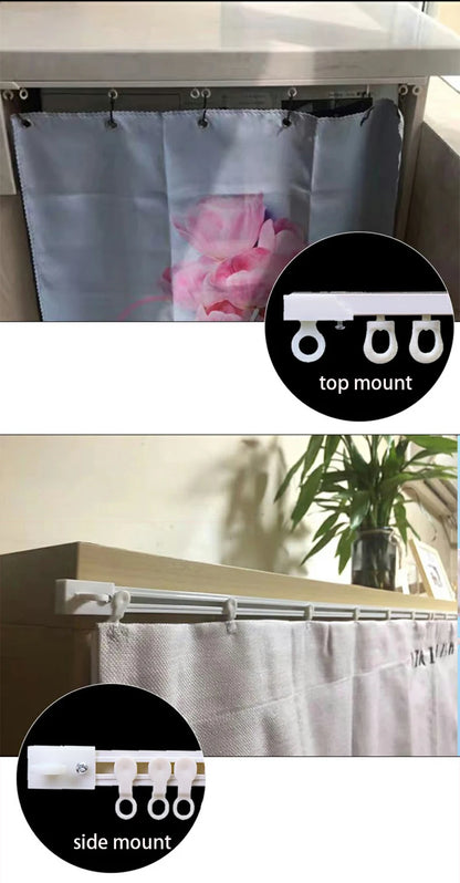 Self-Adhesive Curtain Track Nano Silent Sliding Rail, No-Drill Top & Side Mounted Window Curtain Rod Accessory for Easy Installation