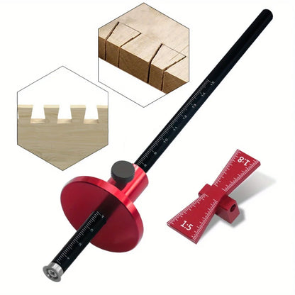 Bearing Wheel Cutter & Marking Gauge – Aluminum Dovetail Jig 1:5 1:8, Inch/MM Ruler for Soft Wood Scribing