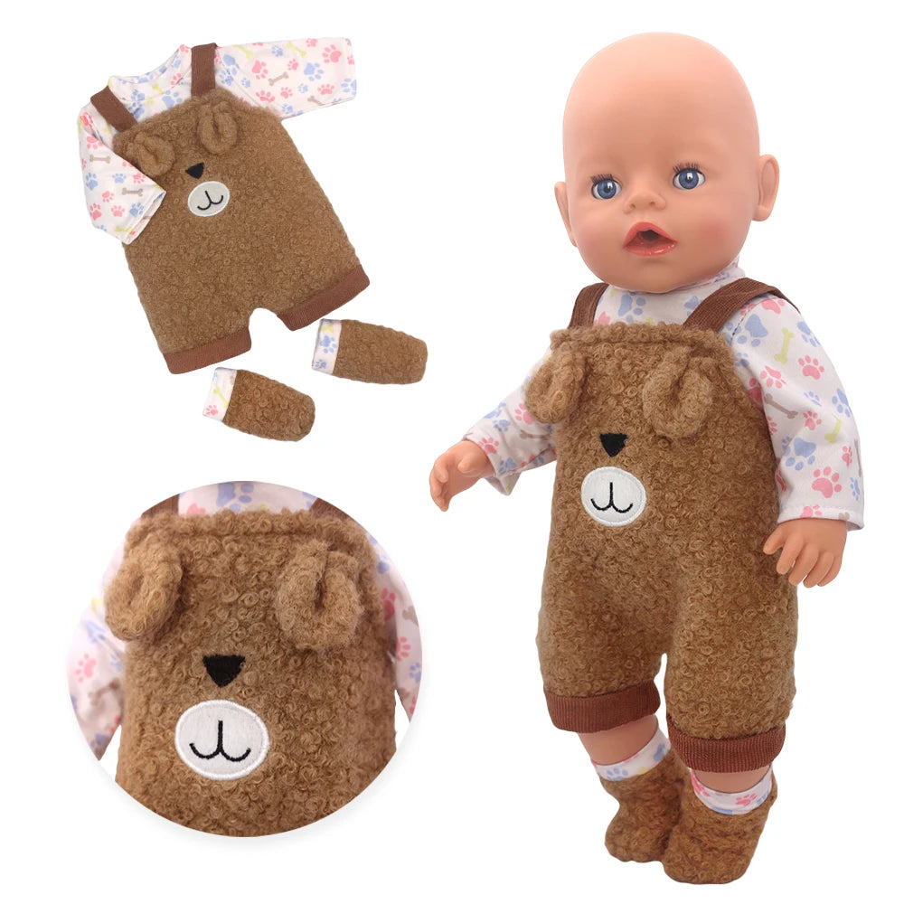 Baby Born Doll Clothes Set – Cute Jumpers, Rompers & Shoes for 13-18 Inch Newborn Dolls, Festival & Birthday Gift