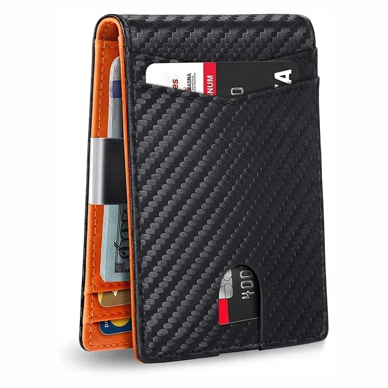RFID Carbon Fiber Slim Wallet for Men – Luxury Money Bag, Thin Card Holder, Small Short Billfold Purse