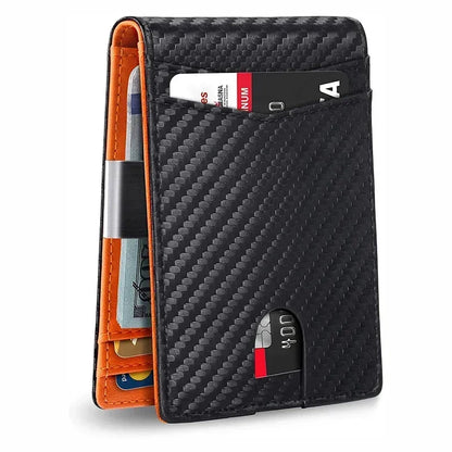 RFID Carbon Fiber Slim Wallet for Men – Luxury Money Bag, Thin Card Holder, Small Short Billfold Purse