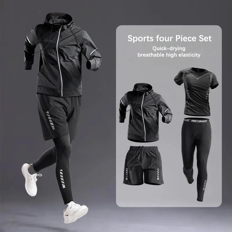 All-Season Men’s Sportswear 5-Piece Set — Tracksuit for Running, Cycling, Fitness & Hiking