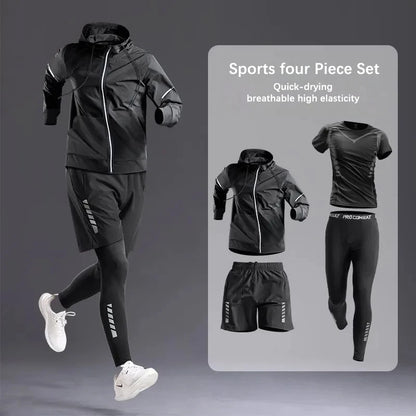 All-Season Men’s Sportswear 5-Piece Set — Tracksuit for Running, Cycling, Fitness & Hiking