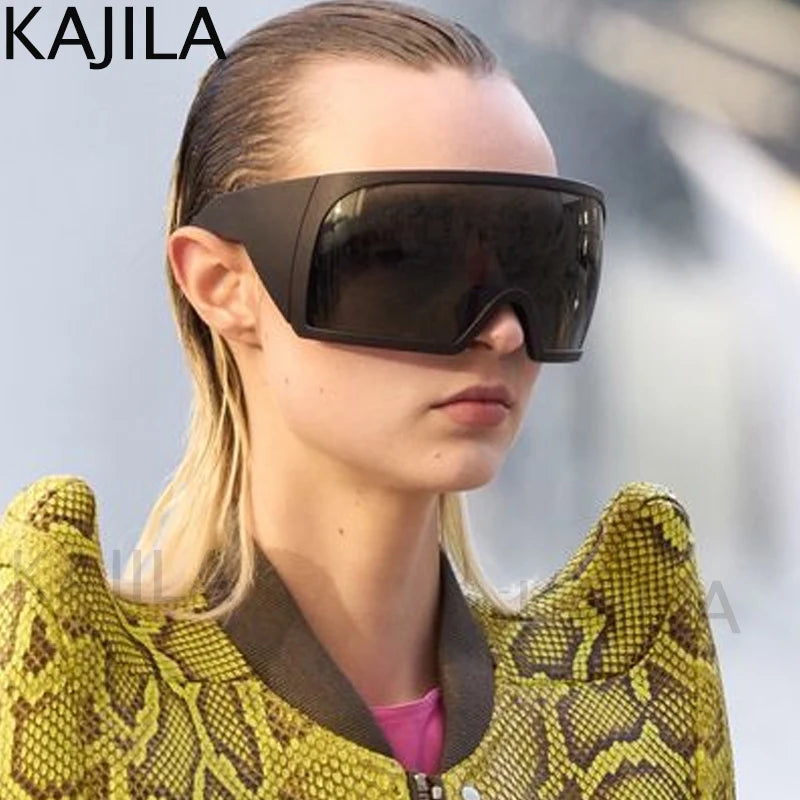 2025 Oversized Punk Shield Sunglasses – Luxury Steampunk Big Frame UV400 Sport Goggles for Women & Men