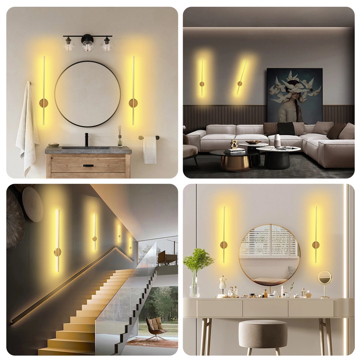 50cm/80cm Rechargeable Wall Light – Wireless Dimming LED Lamp with Remote Control, Modern Night Lamp for Bedroom