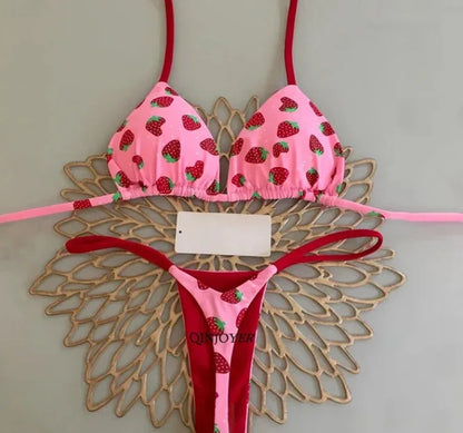 Women’s Bikini Split Print Swimwear – Sexy G-String Beach Set for Summer Holiday & Vacation Wear