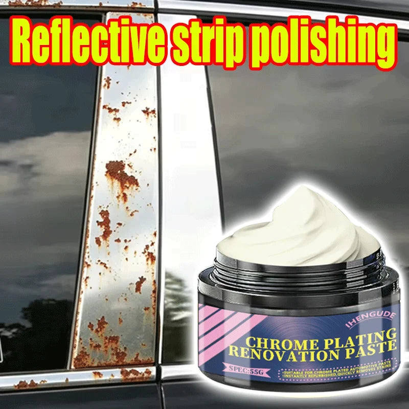 55g Chrome Plating Polish Paste – Metal Rust Remover & Shine Enhancer for Car Trim, Door Handles and Reflective Strips