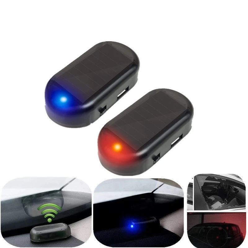 Solar Powered Car Security LED Light – Fake Dummy Alarm Flashing Anti-Theft Warning Lamp Wireless Car Protection Accessory
