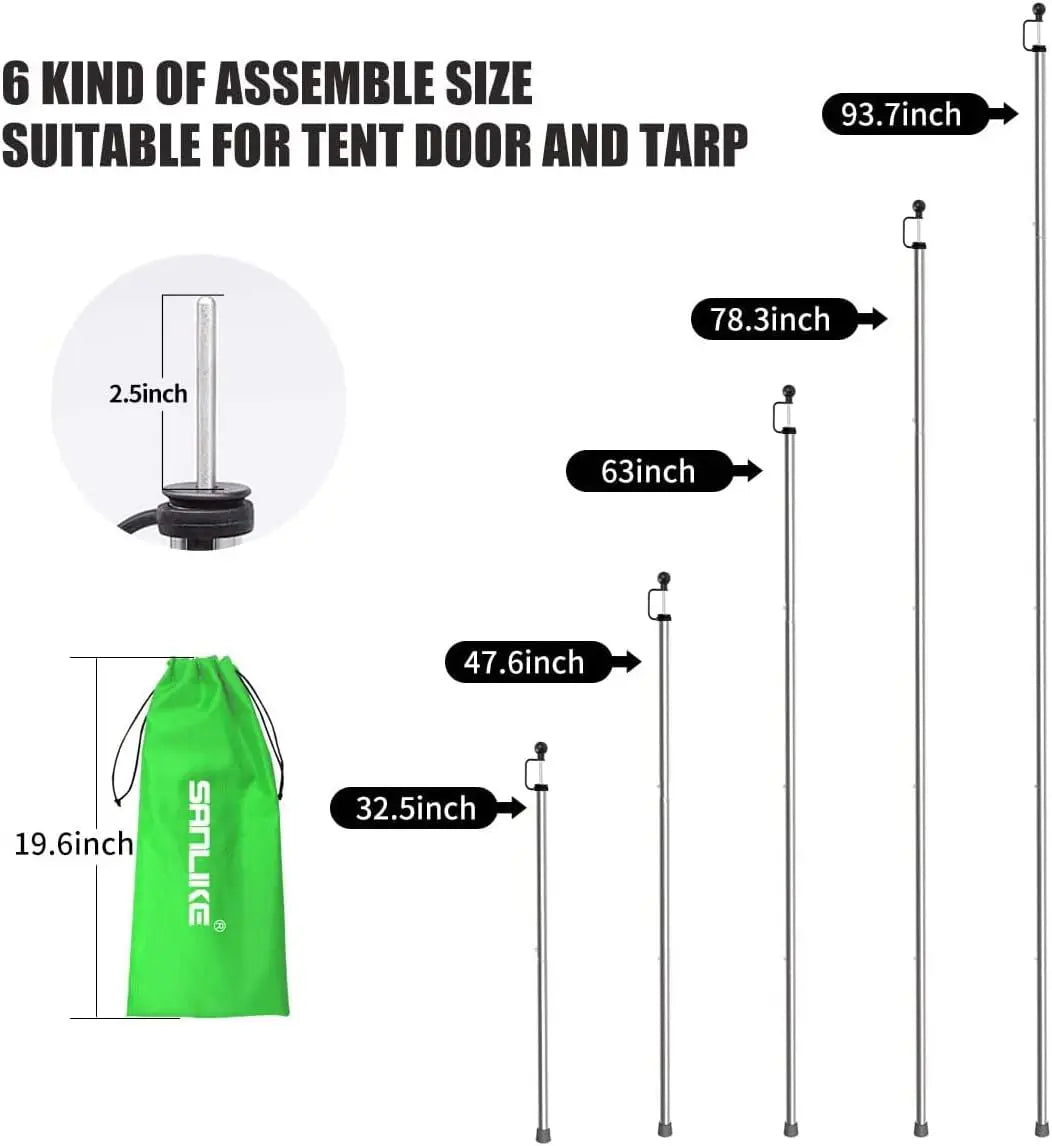 SANLIKE Adjustable Heavy-Duty Tarp & Tent Poles 12 Pack for Outdoor Canopy, Shelter & Awning Replacement Rods
