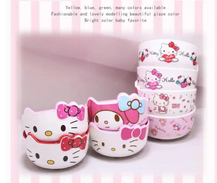 Sanrio Hello Kitty Cartoon Soup Bowl – Cute Anti-Drop Kitchen Tableware, Creative Instant Noodle Bowl Accessory