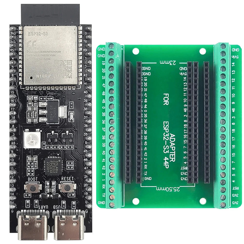ESP32-S3 Development Board Kit – 2.4GHz WiFi & Bluetooth Module with Expansion Adapter, Type-C Interface (ESP32-S3-1 N8R2 N16R8 44-Pin)