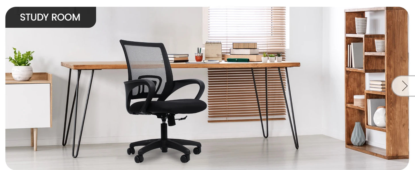 Ergonomic Office Chair – Mid Back Desk Chair with Lumbar Support, Mesh Cushion, Adjustable Swivel & Rolling for Home & Gaming
