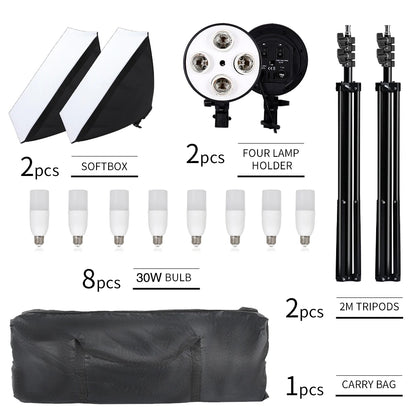30W-40W Photography Softbox Lighting Kit – 50x70CM Continuous Soft Light for Studio and Portrait Shooting