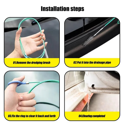 3m Flexible Drain Hole Cleaning Brush – Car Drain Dredge & Sunroof Scrub Brush, Skylight Drain Pipe Cleaning Tool