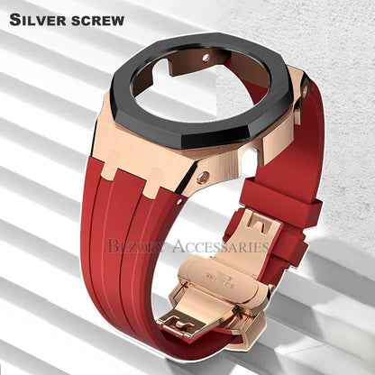 GEN4 Casioak GA2100 Mod Kit – Stainless Steel Case, Bezel, and Rubber Strap Replacement for G-SHOCK GA2100/GA2110