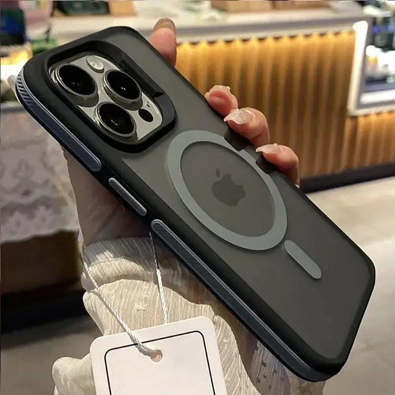 Bicolor Matte Magnetic iPhone Case - Translucent MagSafe Hard Cover with Wireless Charging Support