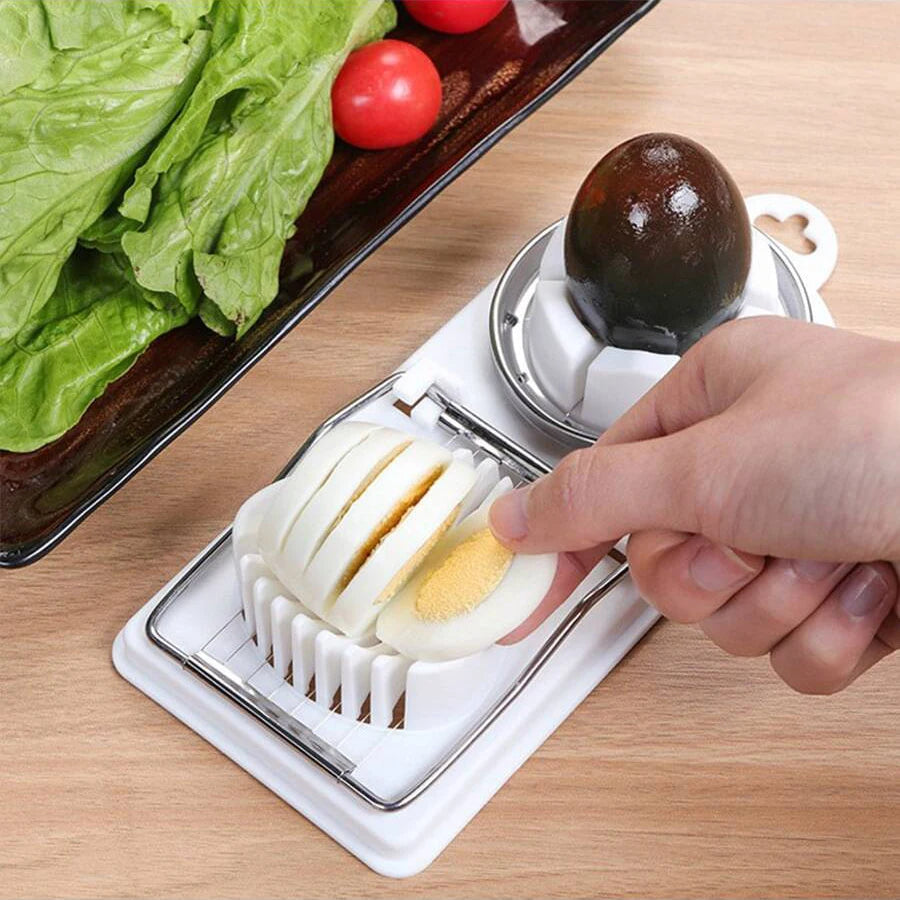 Multifunctional 2-in-1 Egg Cutter — PP Base with Stainless Steel Wire, High-Quality Hanging Kitchen Tool
