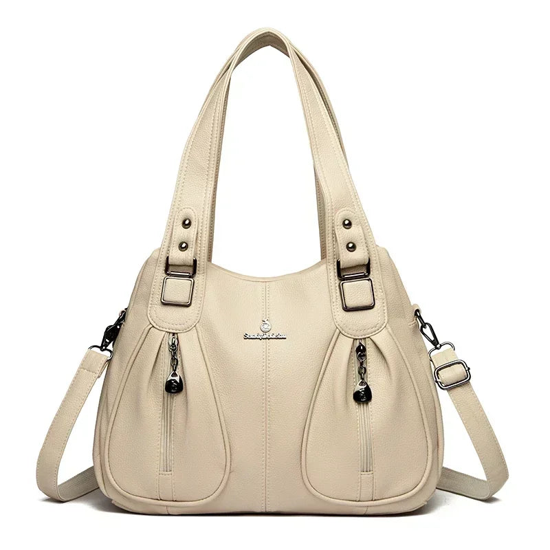 Luxury Women’s Leather Casual Tote Bag – High Quality Large Shoulder & Crossbody Handbag