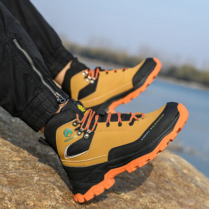Rotary Buckle Men’s Work Boots – Steel Toe Safety Shoes, Anti-Smash & Puncture-Proof, Sizes 38-47