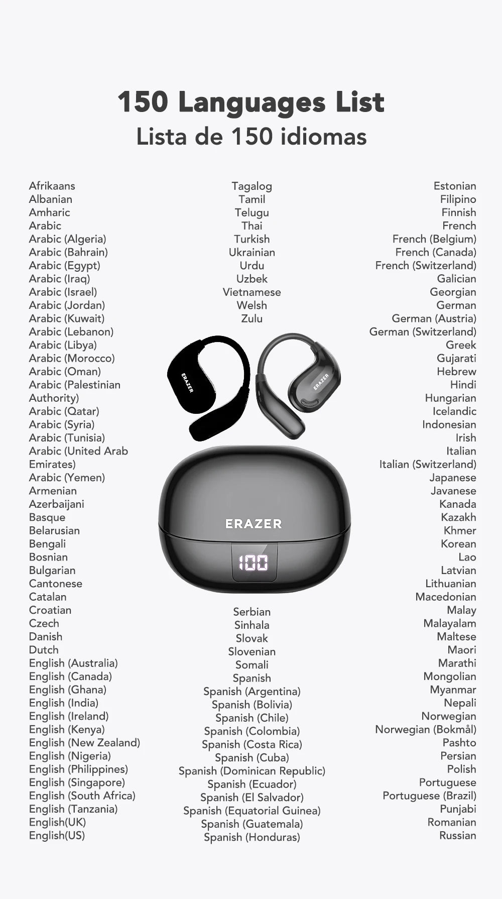 ERAZER XT66PRO Bluetooth Earphones – ASMR Headsets, DIY App, AI Translator, Wireless Earbuds with 13-Hour Battery Life & Display