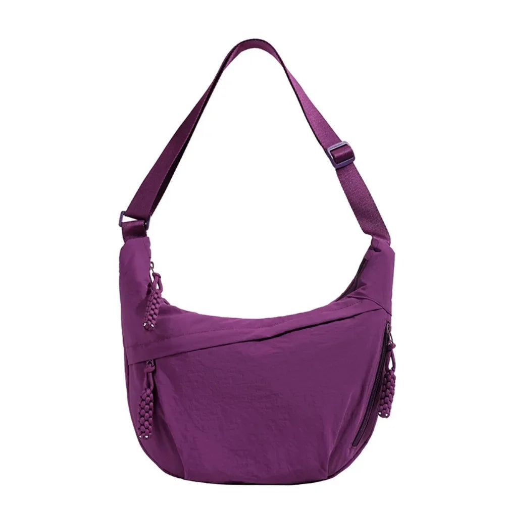 Women’s Casual Canvas Crossbody Bag – Large Capacity Lightweight  Hobo Shoulder Bag Solid Color Dumpling Bag