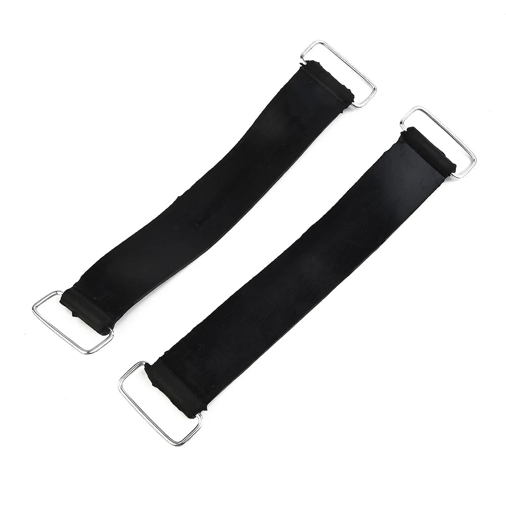 2pcs Motorcycle Rubber Battery Strap Holders — 18-23cm Belt for Honda, Scooters, Tricycles & All Motorcycles