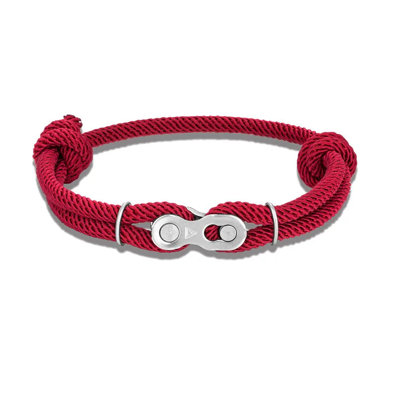 MKENDN Bicycle Chain Bracelet - Adjustable Punk Rock Nautical Rope Wristband with Magic Buckle