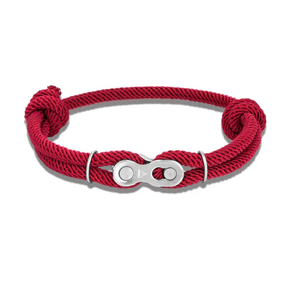 MKENDN Bicycle Chain Bracelet - Adjustable Punk Rock Nautical Rope Wristband with Magic Buckle