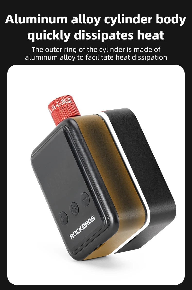 ROCKBROS 150 PSI Portable Bike Air Pump – Digital Tire Inflator, Rechargeable Mini Compressor