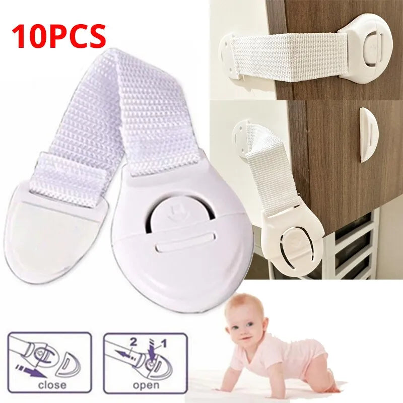 10-Pack White Child Safety Cabinet Locks - Babyproofing Drawer, Door, and Cabinet - Durable Plastic Locks for Enhanced Home Security