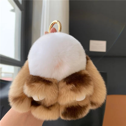 10cm Cute Plush Bunny Keychain – Women’s Fur Pom Pom Angel Rabbit Bag Charm & Toy Pendant for Girls