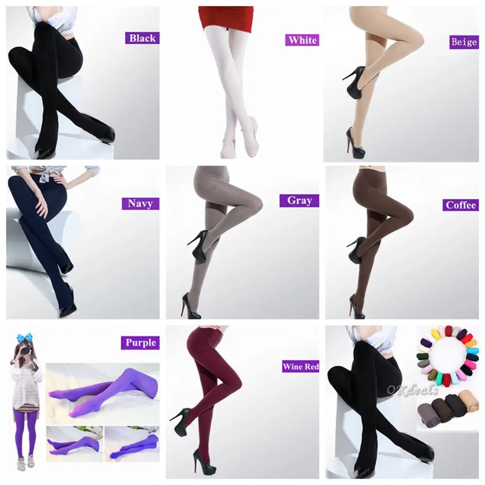 Women Black Opaque Tights - 120D Seamless Warm Nylon Footed Pantyhose Stockings For Winter And Autumn