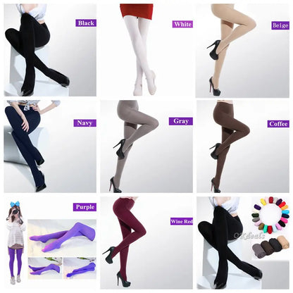 Women Black Opaque Tights - 120D Seamless Warm Nylon Footed Pantyhose Stockings For Winter And Autumn