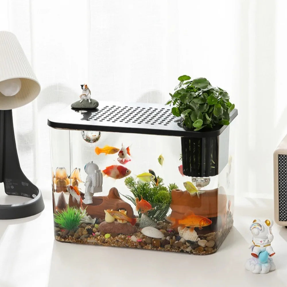 Transparent PET+ABS Fish Tank with Lid – Drop-Resistant Hydroponic Turtle Aquarium for Home